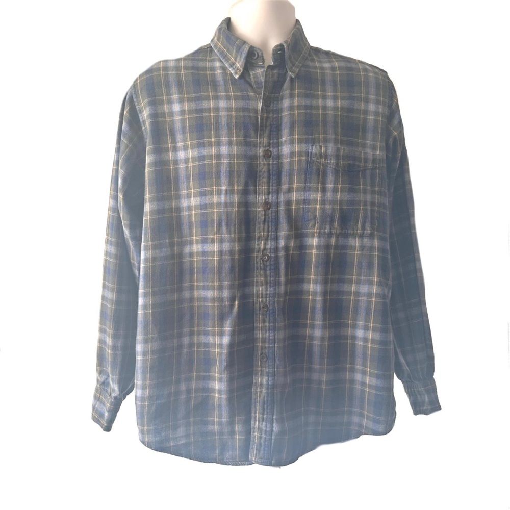 Vintage LL Bean Northwoods Flannel Shirt M Plaid USA Made Repaired Flaw Grunge